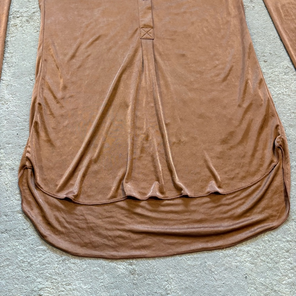 Wilfred Henley Long Sleeve Stretch Satin Mini Shirt Dress Size XXSmall - Picture 7 of 14